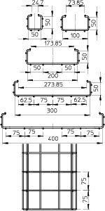  Лоток проволочный 400х50 L3000 сталь 4.5мм CGR 50 400VA4301 OBO 6016255 