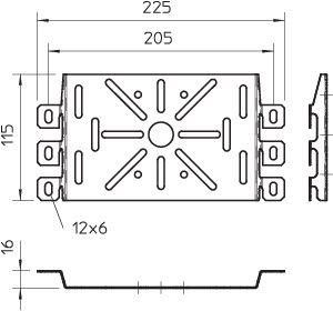  Пластина монтажная 225х115 MP UNI FS OBO 7084870 