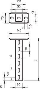  Стойка потолочная US 5 700мм гор. цинк US 5 K 70 FT OBO 6341586 