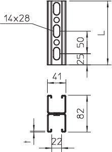  Рейка профильная 6000х82х41MS 41 D L6M 2V2A (дл.6м) OBO 1122684 