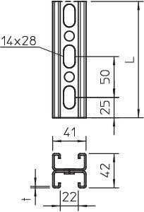  Рейка профильная 6000х42х41MS 21 D L6M 2V2A (дл.6м) OBO 1122954 