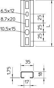  Рейка профильная 1000х35х18 1268 SL 1M FS (дл.1м) OBO 1104445 