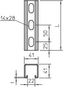  Рейка монтажная 3000х41х41 MS 41 L 3M FS (дл.3м) OBO 1122910 