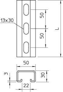  Рейка монтажная 700х50х50 DIN EN ISO 1461 OBO 1121332 