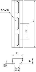  Рейка профильная 35х18 L2000 2068 L 2M VA (дл.2м) OBO 1119702 