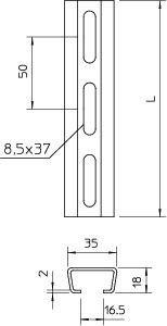  Рейка профильная 35х18 L2000 2063 L 2M VA (дл.2м) OBO 1112709 