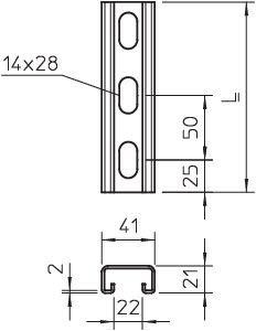  Рейка профильная 41х21 L3000 MS 21 L 900 FT (дл.3м) OBO 1122940 