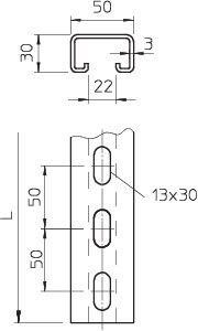  Профиль монтажный CPS 50х30х2000 гор. оцинк. CPS 5 L 6M FT (дл.2м) OBO 1121464 