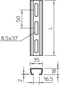  Рейка профильная 35х18 L2000 2063 L 2M FS (дл.2м) OBO 1112708 