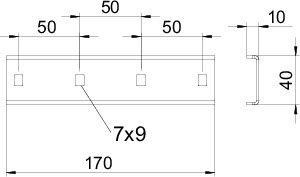  Соединитель продольный + болты 170х52 SLV 52 FT OBO 7103544 