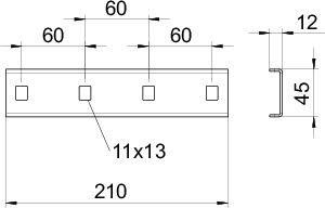  Соединитель продольный + болты 210х62 SLV 62 VA 4571 OBO 7103568 