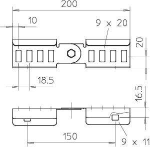  Комплект соединительный шарнир. для лотка H45 LGVG 45 FT (болт+шайба+гайка) OBO 6200929 