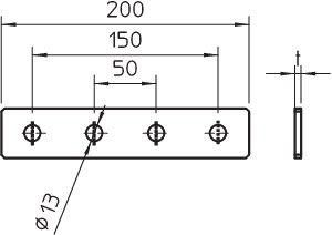  Пластина соединительная 200х40х4 GMS 4 VP V4A OBO 1124729 