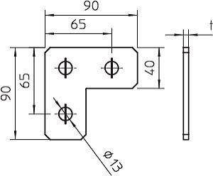  Пластина соединительная 90х90х40х4 GMS 3 VP L V2A OBO 1124693 