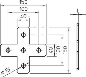  Пластина соединительная 150х150х40х4 GMS 5 VP X V4A OBO 1124737 