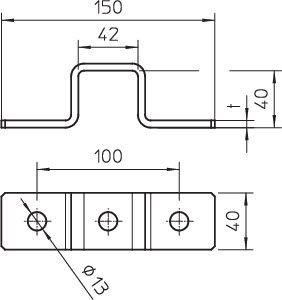  Скоба крепежная для соед. реек 150х45х40х4мм GMS 3 O 4141 V2A OBO 1124713 