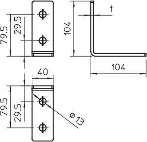  Пластина соединительная 90град. с 4 отверстиями 104х104х40х5 GMS 4 VW 90 FT OBO 1124663 