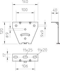  Траверса регулир. для профиля US 3 и рейки 2068 гор. оцинк. KU 3 V FS OBO 6348881 