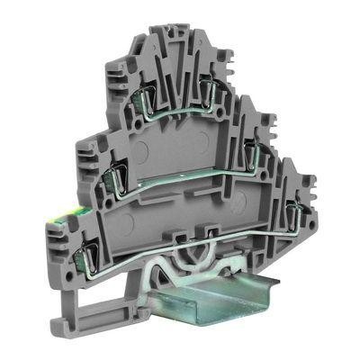  Зажим пружинный HDE.2/GR 3-уровн. с заземл. 2.5кв.мм сер. DKC ZHL500GR 