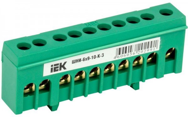  Шина PE "земля" в корп. изол. на DIN-рейку ШНИ-6х9-10-К-З ИЭК YNN10-69-10KD-K06 