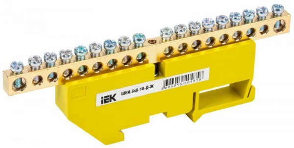  Шина PE "земля" на DIN-изоляторе ШНИ-6х9-18-Д-Ж ИЭК YNN10-69-18D-K05 