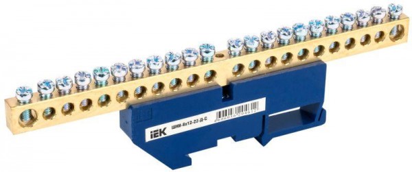  Шина нулевая на DIN-изол. ШНИ-8х12-22-Д-С IEK YNN10-812-22D-K07 