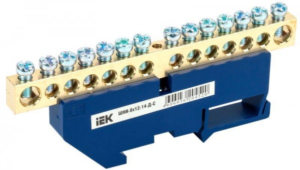  Шина нулевая на DIN-изол. ШНИ-8х12-14-Д-С IEK YNN10-812-14D-K07 