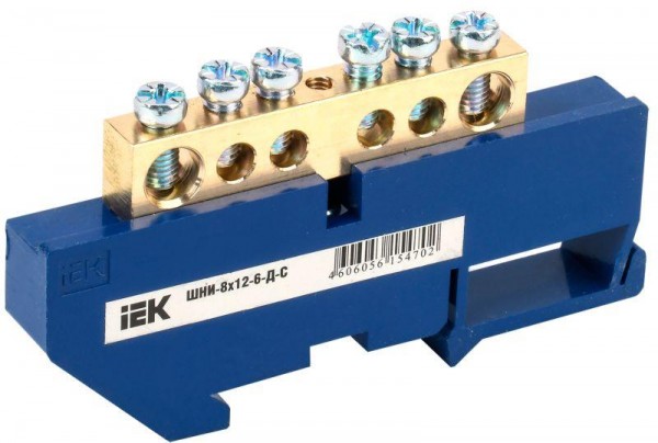  Шина нулевая на DIN-изол. ШНИ-8х12-6-Д-С IEK YNN10-812-6D-K07 