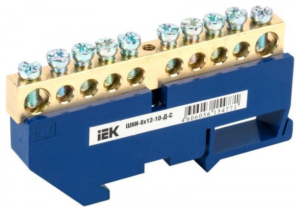  Шина нулевая на DIN-изол. ШНИ-8х12-10-Д-С IEK YNN10-812-10D-K07 