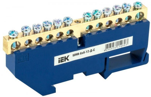  Шина нулевая на DIN-изол. ШНИ-6х9-12-Д-С IEK YNN10-69-12D-K07 
