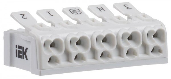  Клемма пружинная соединительная КСП5-3L+N+PE ИЭК UKZ-B06-5P-F0-E0-10 