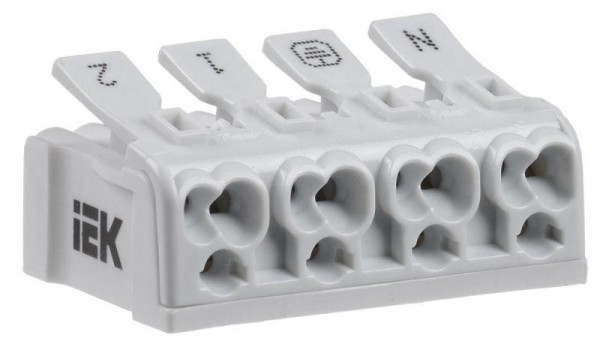  Клемма пружинная соединительная КСП4-2L+N+PE ИЭК UKZ-B06-4P-F0-E0-10 