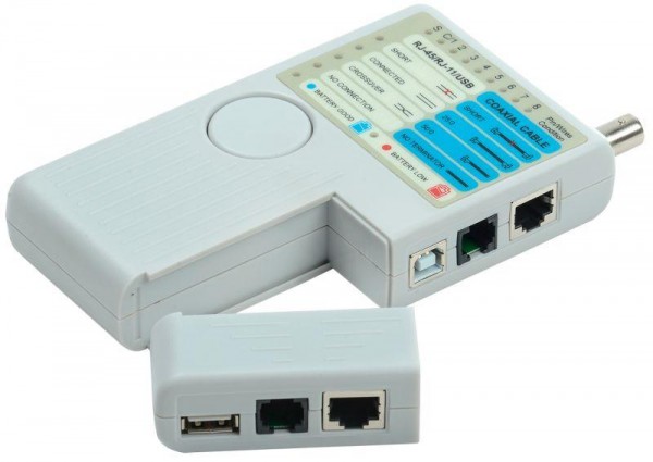  Тестер для витой пары 4в1 RJ45/RJ11/BNC/USB с элем. пит. ITK WH3468 