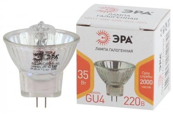  Лампа галогеновая GU4-MR11-35W-220V-30 CL 35Вт галоген софит нейтр. GU4 (10/300/12000) Эра Б0044094 