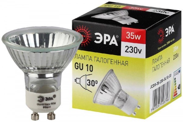  Лампа галогенная GU10-JCDR (MR16) -35W-230V ЭРА C0027385 