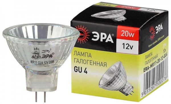  Лампа галогенная GU4-MR11-20W-12V-30Cl ЭРА C0027361 