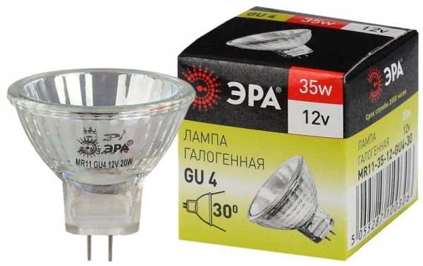  Лампа галогенная GU4-MR11-35W-12V-30Cl ЭРА C0027362 