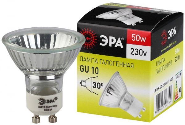  Лампа галогенная GU10-JCDR (MR16) -50W-230V ЭРА C0027386 