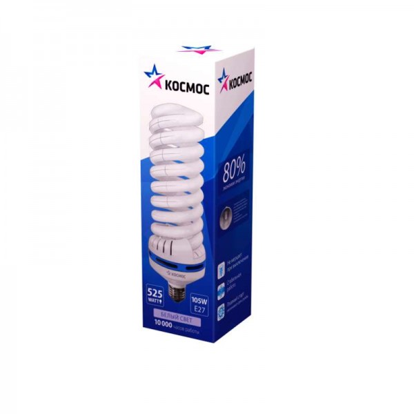  Лампа люминесцентная компакт. SPC 85Вт E27 спиральная 4200К КОСМОС LKsmT5SPC85WE2742_m 
