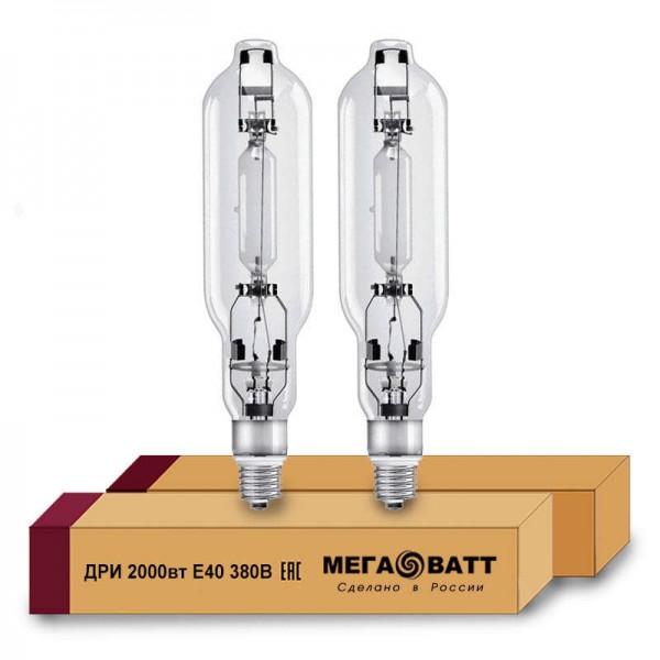  Лампа газоразрядная металлогалогенная ДРИ 2000 380/4000К E40 (12) МЕГАВАТТ 03123 