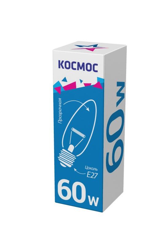  Лампа накаливания Свеча 60Вт E27 прозр. Космос LKsmSCnCL60E27v2 