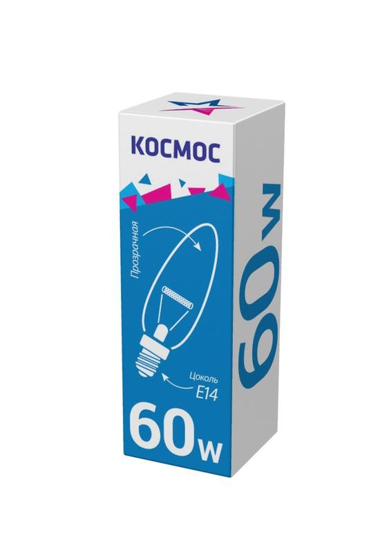  Лампа накаливания Свеча 60Вт E14 прозр. Космос LKsmSCnCL60E14v2 