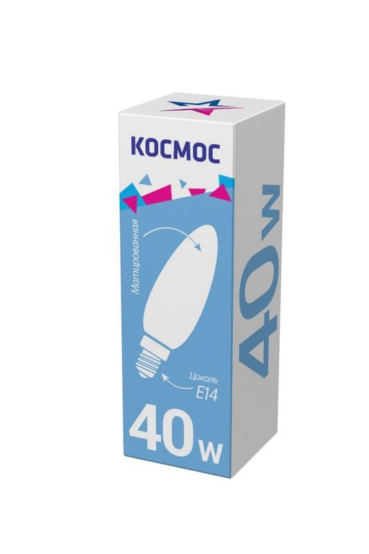  Лампа накаливания Свеча 40Вт E14 мат. Космос LKsmSCnFr40E14v2 
