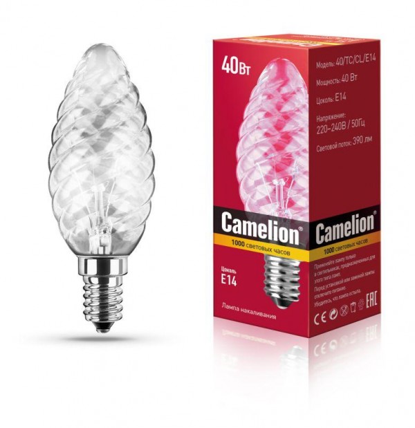  Лампа накаливания MIC TC CL 40Вт E14 Camelion 11274 