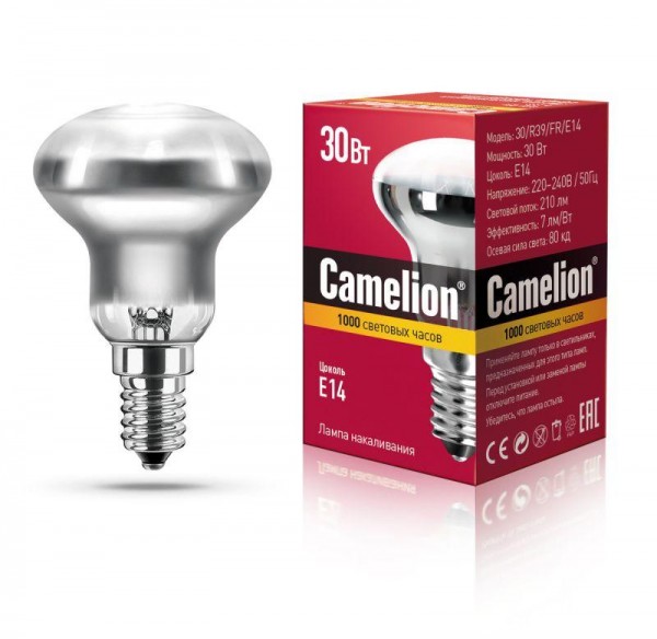  Лампа накаливания 30Вт E14 220В зеркальная Camelion 12657 