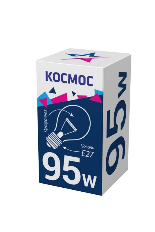  Лампа накаливания A50/A55 95Вт E27 220-240В прозр. КОСМОС LKsmSt55CL95E27v2 