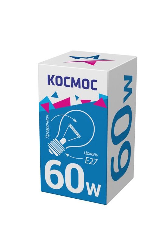  Лампа накаливания A50/A55 60Вт E27 220-240В прозр. КОСМОС LKsmSt55CL60E27v2 