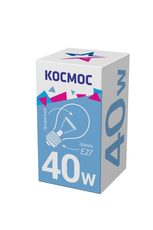  Лампа накаливания A50/A55 40Вт E27 220-240В прозр. КОСМОС LKsmSt55CL40E27v2 