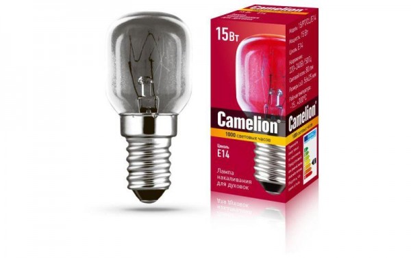  Лампа накаливания MIC 15/PT/CL/E14 для духовок Camelion 12979 