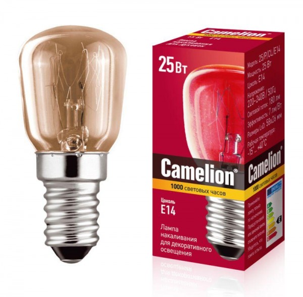  Лампа накаливания MIC 25/P/CL/E14 Т26 Camelion 13649 